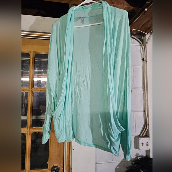 Vanity Sweaters - Vanity Mint Sheer Cardigan Size Small